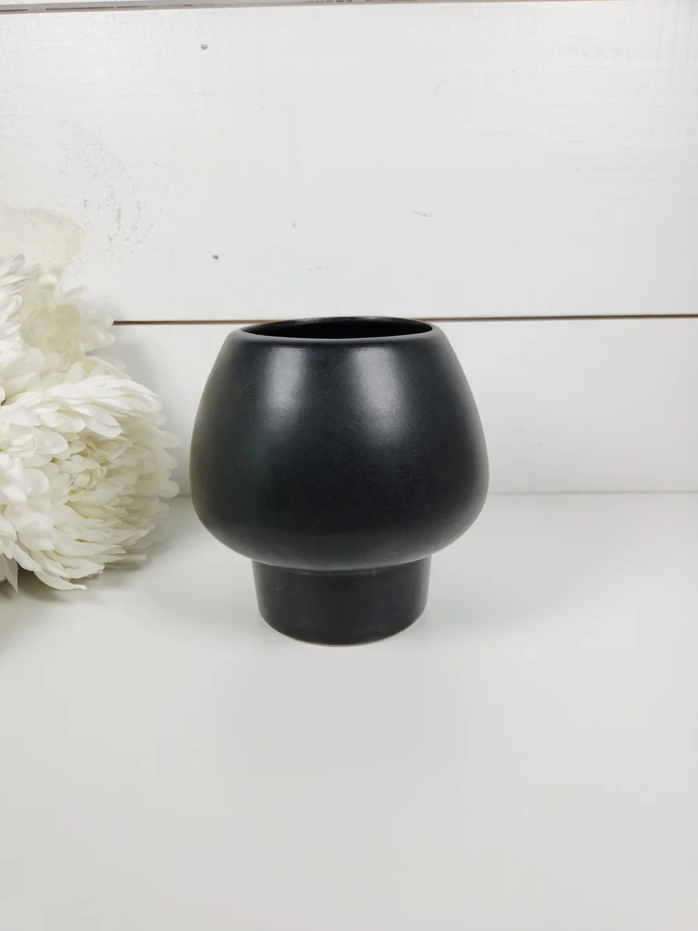 Mid Century Modern Stanford USA Black Vase | Vintage Black Mode Bulb Planter